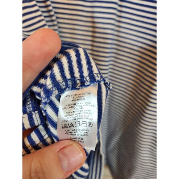 LOFT Women's Blue/White Striped Short Sleeve Crew Neck‎ T-Shirt Size XL - Picture 4 of 6